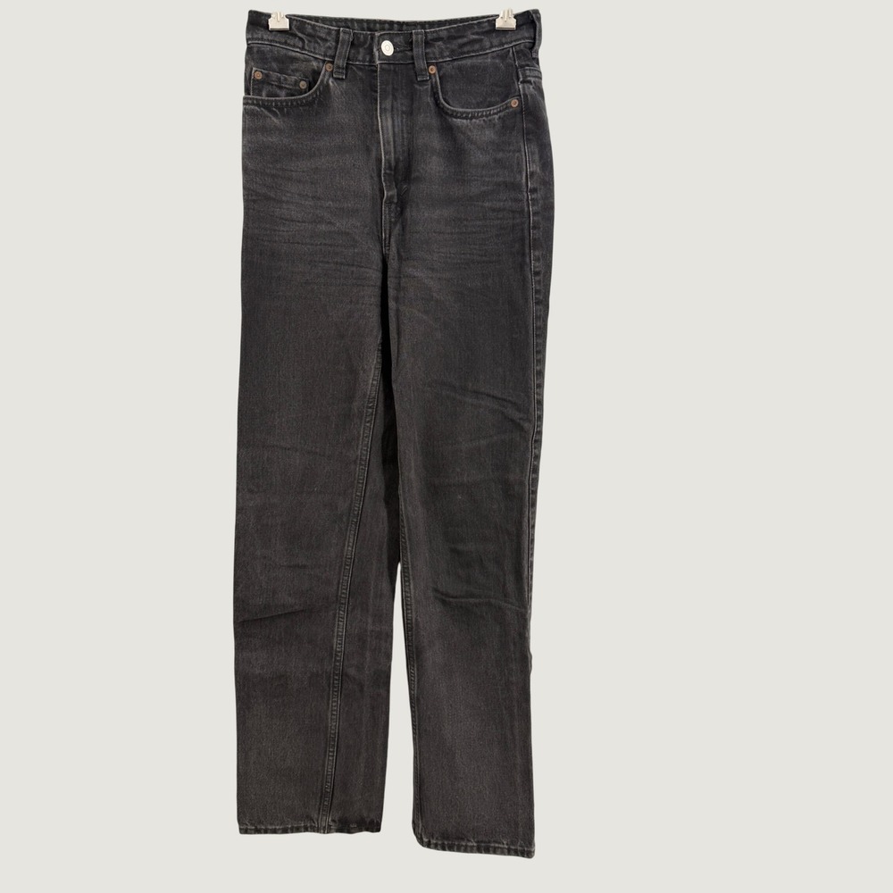 Weekday Rowe Extra High Straight Jeans 26/32 Black High Rise Denim